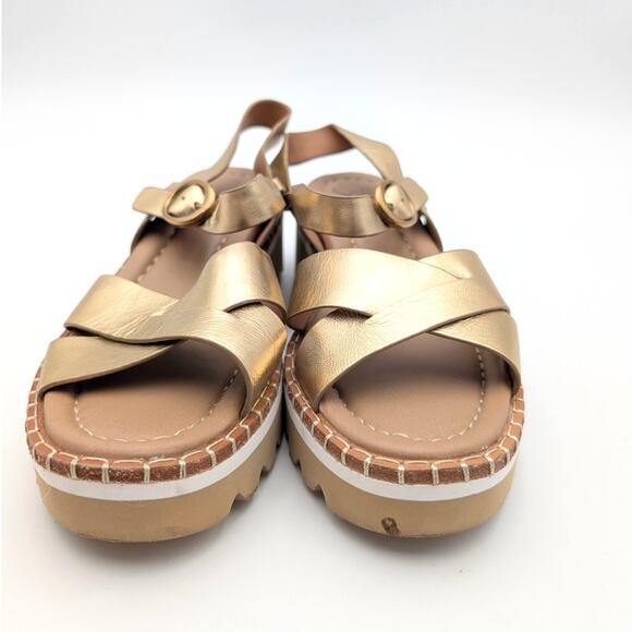 Söfft Ruthie Ankle Strap Platform Wedge Sandals Women's Gold Size US6M EU36.5 - Picture 2 of 12